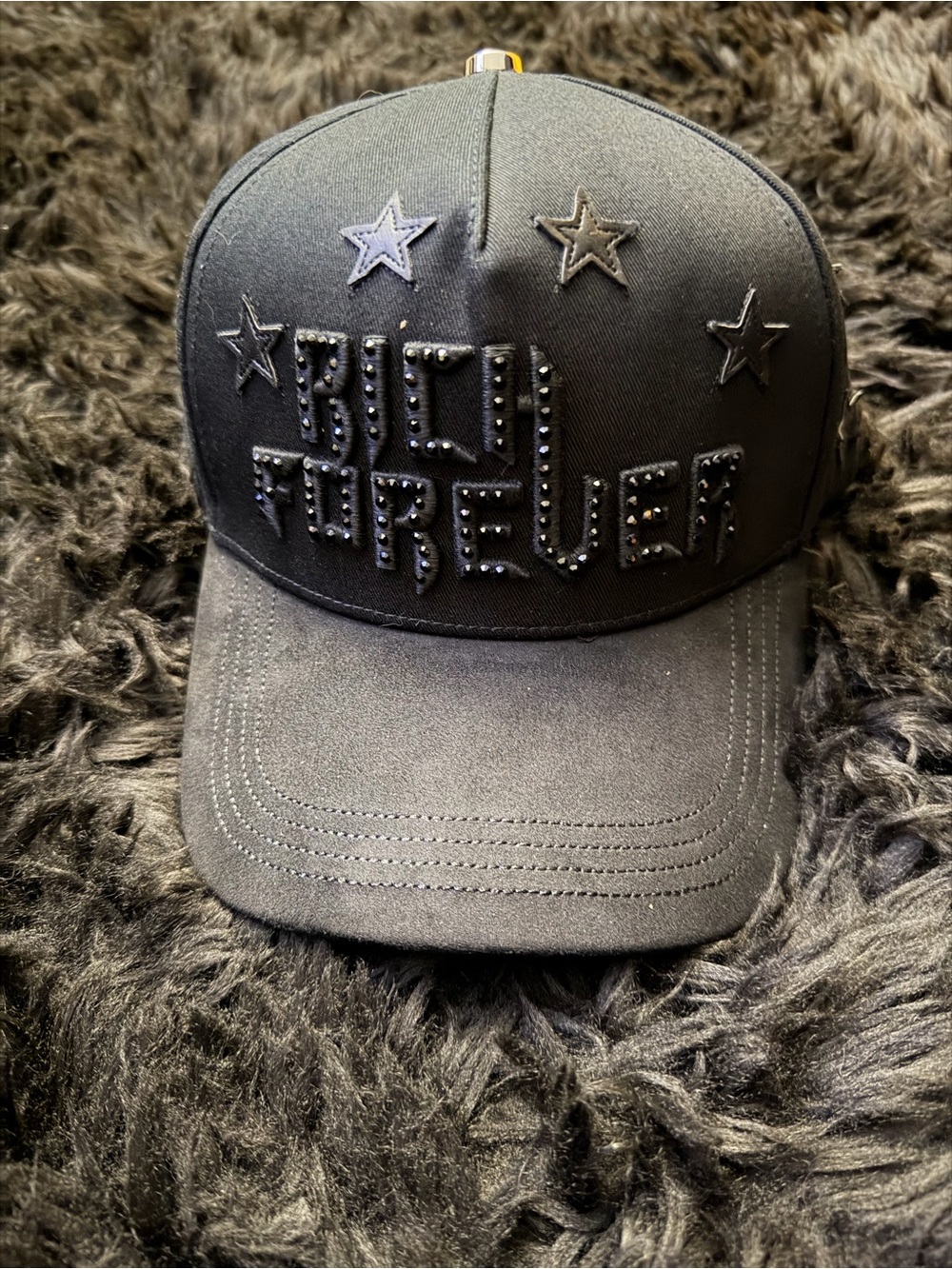 Kids Black Studded 'Big Forever' Baseball Cap